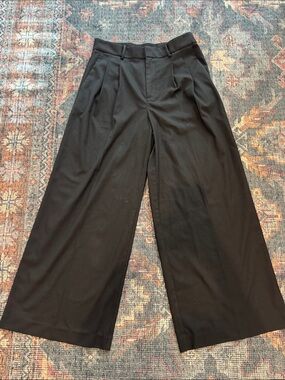 Madewell Harlow Superwide Leg Trouser Black Size 4 Wide Leg Pleated Twill